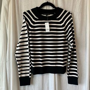 NWT Banana Republic unique black and white reverse stripe sweater. Size medium.